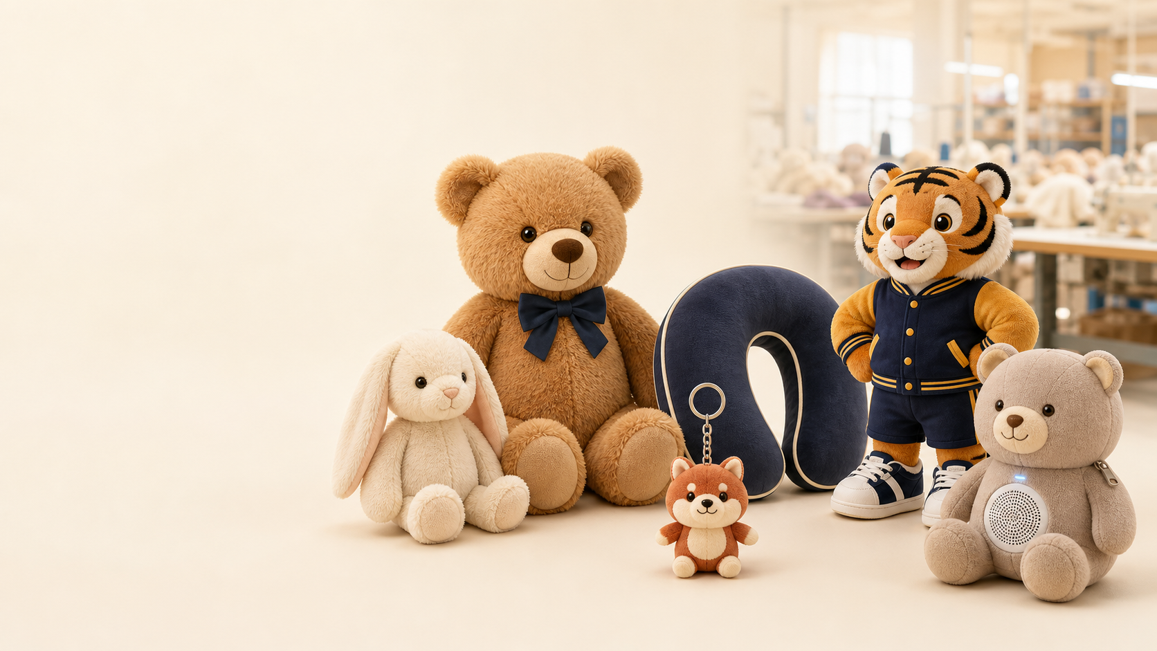 Custom stuffed animals, plush neck pillow, plush keychain, brand mascot and smart plush toy produced by PlushToyMaker